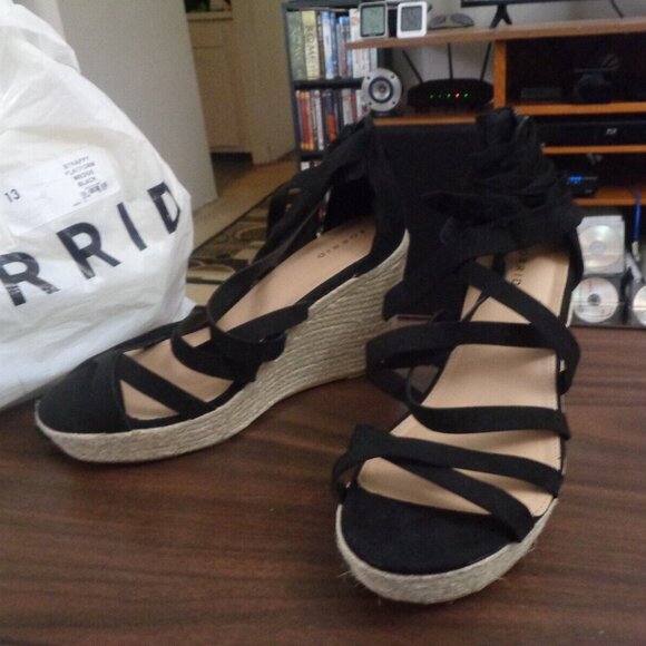 Torrid Ankle Wrap Platform Wedge Sz 13WW Like New - Picture 1 of 6